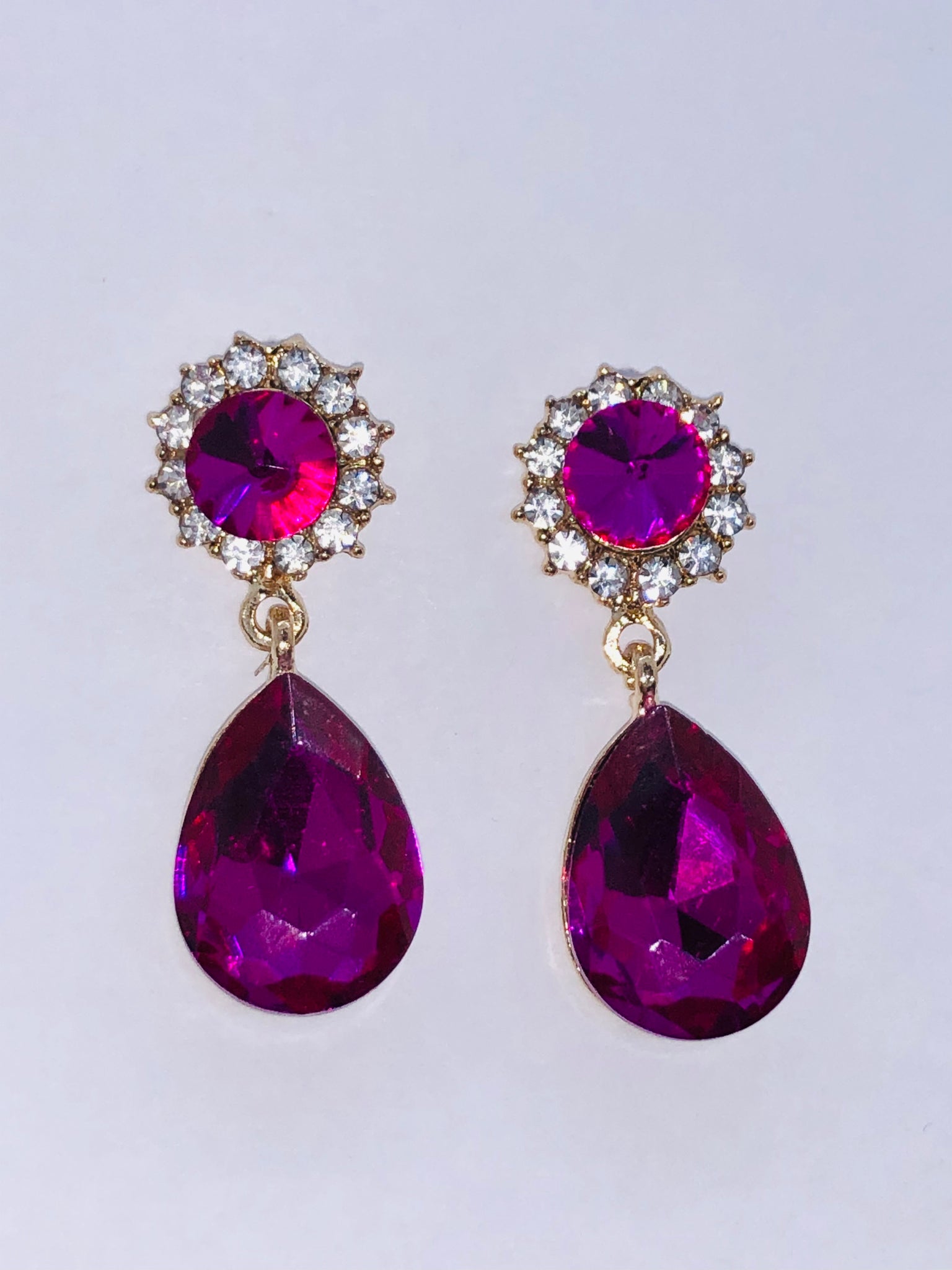 Fuschia Floral Dangle Earrings