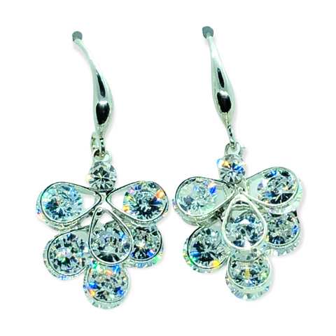 Silver Crystal Cubic Zirconia Mini-Chandelier Earrings