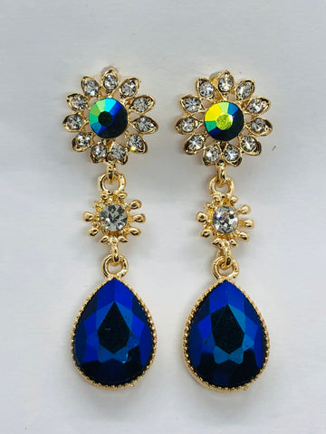 Sapphire Floral Dangle Earrings