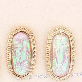 Metallic Lavender Hexagon Stud Earrings